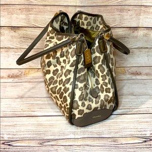 Coach Leopard Print Shoulder Bag - Brown and Tan